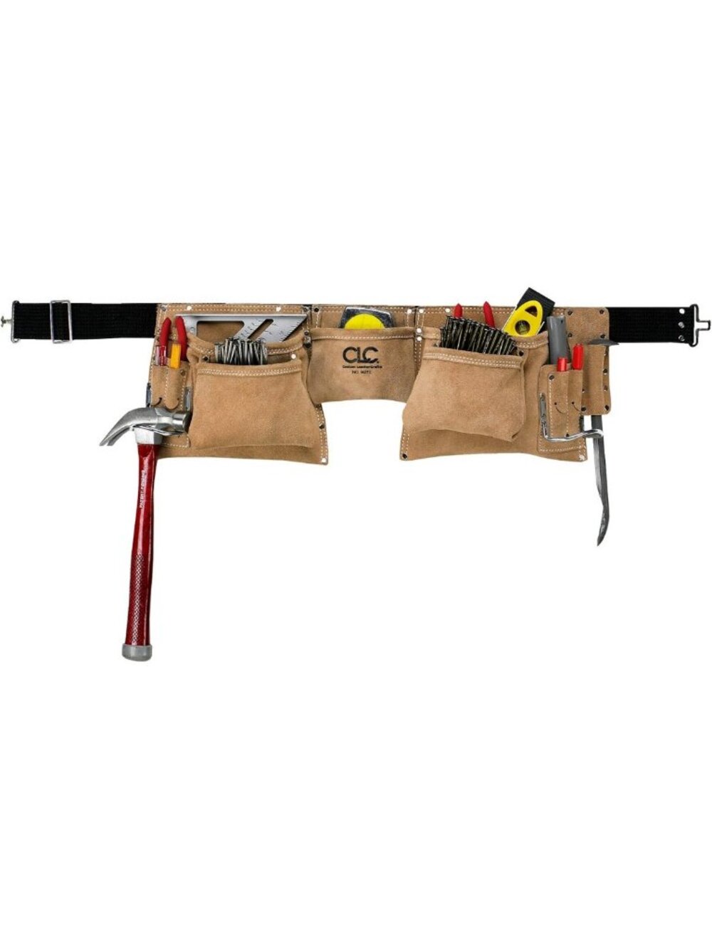 Heavy Duty Suede Leather Work Apron with 12 Pockets & Hammer Loops - Tan/Brown